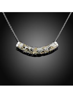 Collier Classique en Forme de Lune à la Pierre Verte Claire Fluorescent - Plaqué Argent
