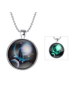 Collier Constellation Balance à la Pierre Lumineuse -  Plaqué Argent
