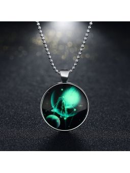 Collier Constellation Balance à la Pierre Lumineuse -  Plaqué Argent