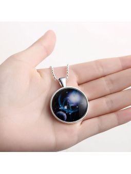 Collier Constellation Balance à la Pierre Lumineuse -  Plaqué Argent