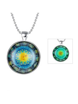 Collier du Zodiaque à la Pierre Lumineuse - Plaqué Argent