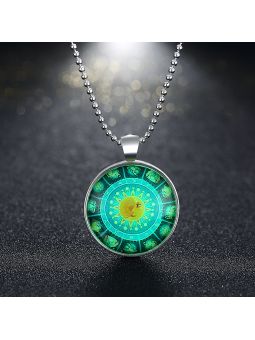 Collier du Zodiaque à la Pierre Lumineuse - Plaqué Argent