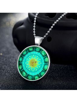 Collier du Zodiaque à la Pierre Lumineuse - Plaqué Argent