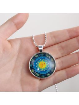 Collier du Zodiaque à la Pierre Lumineuse - Plaqué Argent
