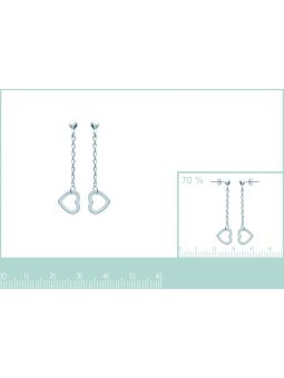 Boucles d'Oreilles en Argent Sterling 925 avec Chaîne Pendante et Cœur - Romance Délicate et Fermoir Poussette