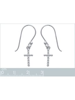 Boucles d'Oreilles à Crochet en Argent Sterling 925 avec Symbole de la Croix Chrétienne - Foi et Élégance