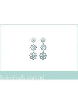 Boucles d'Oreilles en Argent Sterling 925 avec Trois Fleurs - Design Floral Délicat et Fermoir Poussette