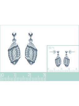 Boucles d'Oreilles en Argent Sterling 925 avec Ovale Incrusté de Zircon - Éclat Sophistiqué et Fermoir Poussette