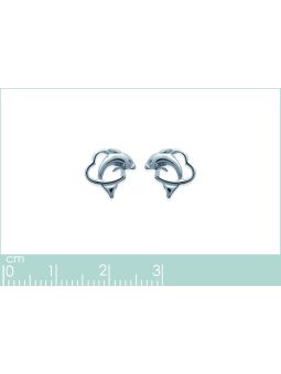 Boucles d'Oreilles en Argent Sterling 925 avec Cœur et Dauphin Entrelacés - Fusion de Romantisme et Nature