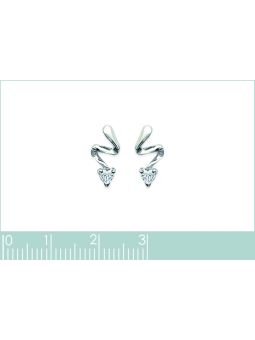 Boucles d'Oreilles en Argent Sterling 925 avec Zigzag et Solitaire en Zircon - Design Moderne et Fermoir Poussette