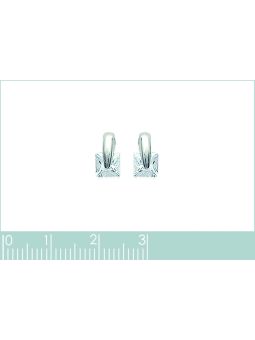 Boucles d'Oreilles à Crochet en Argent Sterling 925 avec Zircon Carré - Élégance Géométrique Moderne