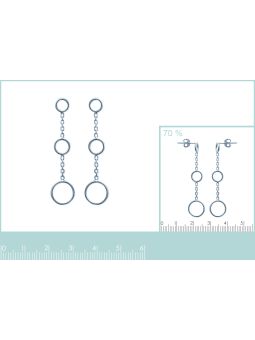 Boucles d'Oreilles Pendantes en Argent Sterling 925 avec Trois Cercles sur Chaîne - Design Moderne et Fermoir Poussette
