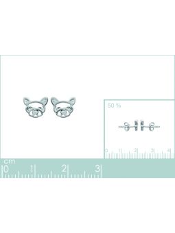 Boucles d'Oreilles en Argent Sterling 925 avec Tête de Bulldog Français - Design Canin Charmant et Fermoir Poussette