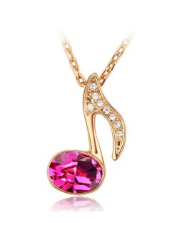 Collier Note de Musique - Plaqué Or Rose avec Cristaux