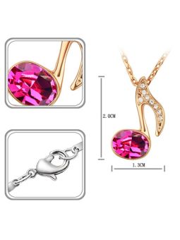 Collier Note de Musique - Plaqué Or Rose avec Cristaux