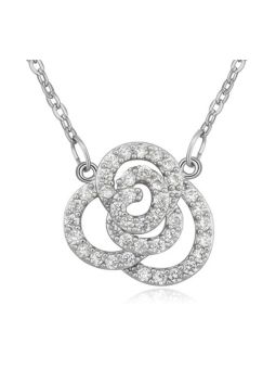Collier Cercles liés avec Pierres - Plaqué Platine