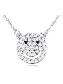 Collier Smiley avec Pierre - Plaqué Platine