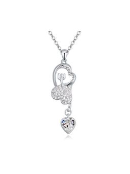 Collier Coeurs avec Pierres - Plaqué Platine