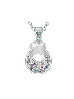 Collier Cercle  avec Pierres - Plaqué Platine