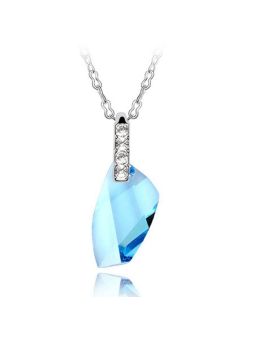 Collier Pierre de Cristal Autrichien en forme de Rectangle - Plaqué Platine