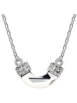 Collier Corne Transparente - Plaqué Platine