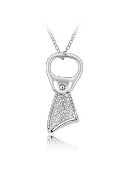 Collier Capsule orné de Cristaux Autrichiens - Plaqué Platine