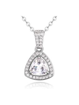 Collier Triangle et Pierre - Plaqué Platine
