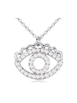 Collier Oeil géant orné de Cristaux Autrichiens - Plaqué Platine