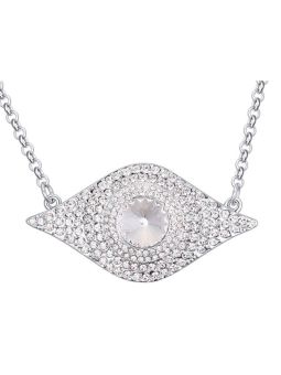 Collier Oeil avec Pierres - Plaqué Platine