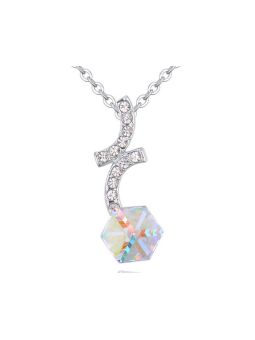 Collier Brise Chaude avec Pierres - Plaqué Platine