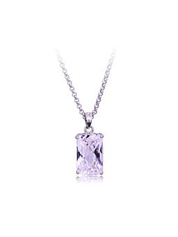 Collier Rectangle Violet - Plaqué Platine