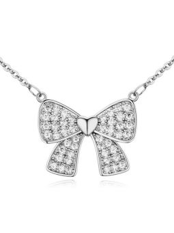 Collier Noeud avec Pierre - Plaqué Platine