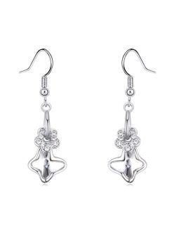 Boucles d'Oreilles Pendantes Papillon en Cristal Autrichien et Plaqué Platine - Bijou Délicat pour Élégance Naturelle