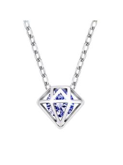 Collier Géométrique  avec Pierre Bleu - Plaqué Argent