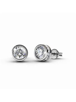 Coffret de 6 Boucles d'Oreilles Plaquées Platine avec Cristaux Autrichiens