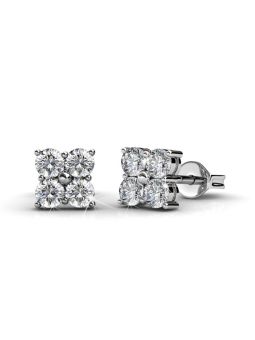 Coffret de 6 Boucles d'Oreilles Plaquées Platine avec Cristaux Autrichiens