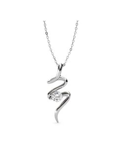 Collier en Forme de Zig Zag - Plaqué Argent et Zircon