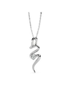 Collier en Forme de Zig Zag - Plaqué Argent et Zircon