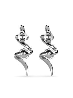 Boucles d'Oreilles Plaquées Platine Courbes avec Cristal Autrichien