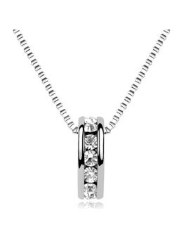 Collier Rectangle avec Pierre - Plaqué Argent 