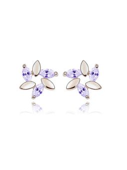 Collier Rectangle Violet - Plaqué Platine