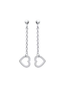 Boucles d'Oreilles en Argent Sterling 925 avec Chaîne Pendante et Cœur - Romance Délicate et Fermoir Poussette