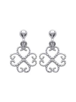 Boucles d'Oreilles en Argent Sterling 925 avec Trèfle à Quatre Feuilles - Porte-Bonheur Élégant avec Fermoir Poussette