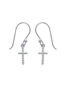 Boucles d'Oreilles à Crochet en Argent Sterling 925 avec Symbole de la Croix Chrétienne - Foi et Élégance