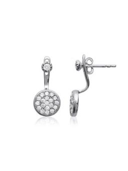 Boucles d'Oreilles Puces en Argent Sterling 925 Incrustées de Zircon - Éclat Subtil et Fermoir Poussette