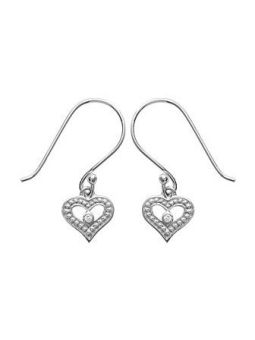 Boucles d'Oreilles à Crochet en Argent Sterling 925 avec Cœur et Zircon Central - Élégance Romantique