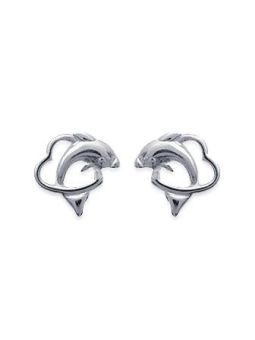 Boucles d'Oreilles en Argent Sterling 925 avec Cœur et Dauphin Entrelacés - Fusion de Romantisme et Nature