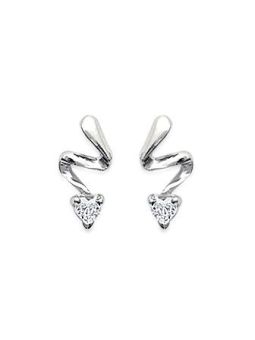 Boucles d'Oreilles en Argent Sterling 925 avec Zigzag et Solitaire en Zircon - Design Moderne et Fermoir Poussette