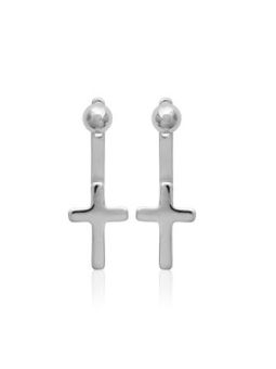Boucles d'Oreilles en Argent Sterling 925 avec Puces et Croix - Design Spirituel et Fermoir Poussette