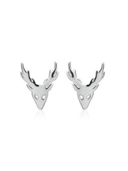 Boucles d'Oreilles en Argent Sterling 925 avec Motif de Cerf - Nature Élégante et Fermoir Poussette